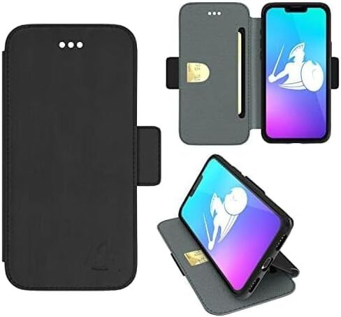 DefenderShield EMF Protection & 5G Anti Radiation iPhone 15 SlimFlip Case - RFID Blocking EMF Shield Slim Wallet Case Black in Kuwait