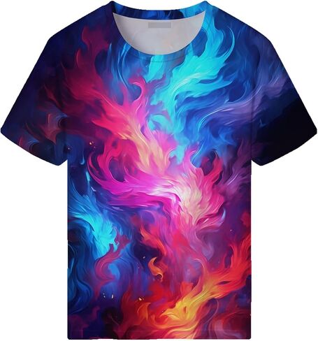 Colorful T-Shirts for Men 3D Neon Abstract Tee Adult Summer Casual Shirts in Kuwait