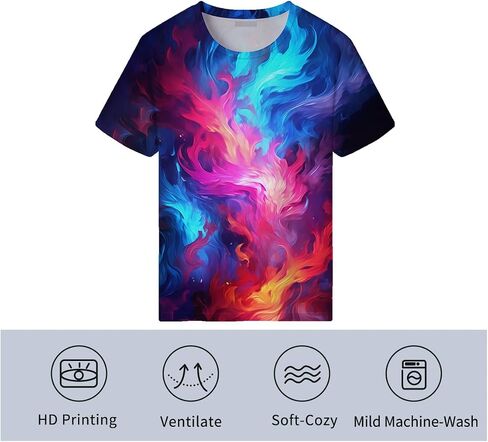 Colorful T-Shirts for Men 3D Neon Abstract Tee Adult Summer Casual Shirts in Kuwait