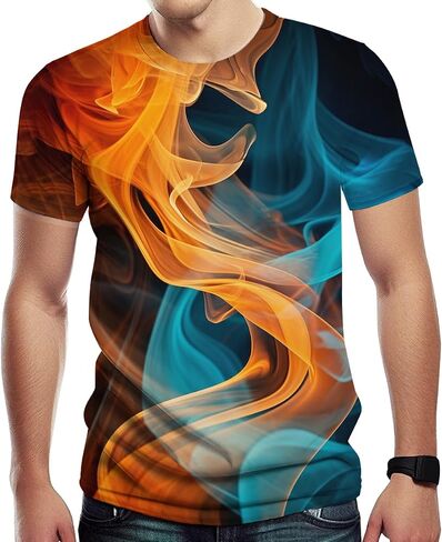 Colorful T-Shirts for Men 3D Neon Abstract Tee Adult Summer Casual Shirts in Kuwait