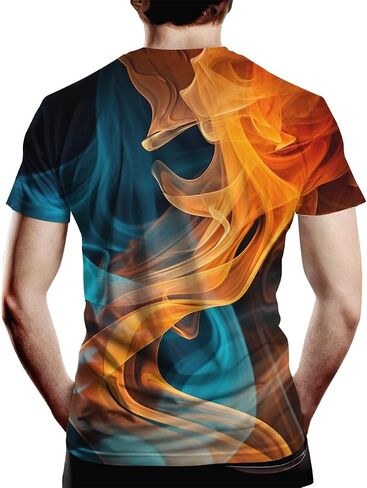 Colorful T-Shirts for Men 3D Neon Abstract Tee Adult Summer Casual Shirts in Kuwait