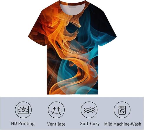Colorful T-Shirts for Men 3D Neon Abstract Tee Adult Summer Casual Shirts in Kuwait