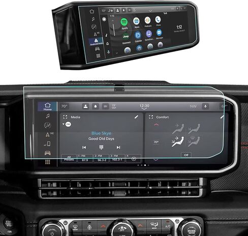 واقي شاشة غير لامع متوافق مع 12.3 بوصة 2024 Jeep Wrangler JL/Gladiator JT/Wrangler 4XE GPS للملاحة التي تعمل باللمس وملحقات طبقة حماية من الزجاج المقسى (مضادة للوهج) in Kuwait