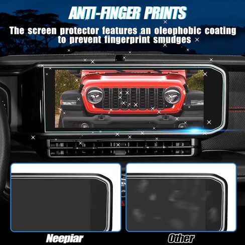 واقي شاشة غير لامع متوافق مع 12.3 بوصة 2024 Jeep Wrangler JL/Gladiator JT/Wrangler 4XE GPS للملاحة التي تعمل باللمس وملحقات طبقة حماية من الزجاج المقسى (مضادة للوهج) in Kuwait