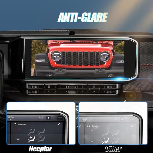 واقي شاشة غير لامع متوافق مع 12.3 بوصة 2024 Jeep Wrangler JL/Gladiator JT/Wrangler 4XE GPS للملاحة التي تعمل باللمس وملحقات طبقة حماية من الزجاج المقسى (مضادة للوهج) in Kuwait