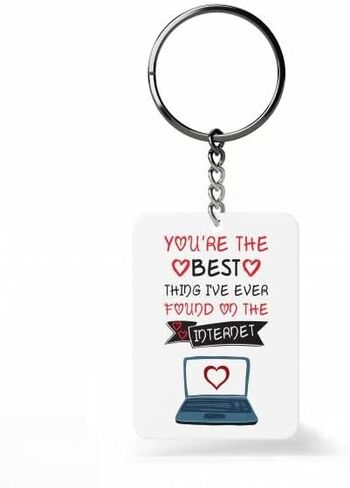 Cute Valentine/Anniversary Keychain - Met Online Dating Best Thing I've Found On The Internet [K-00424] in Saudi Arabia