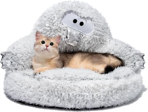 MEWOOFUN Cute Plush Cat Bed, Indoor High Cushion Donut Donut Puppy Bed, Cozy Pet Sofa for Small Dogs and Cats Cartoon Soft Bed in Saudi Arabia