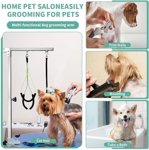 Dog Grooming Table Arm - 37" Dog Grooming Arm Dog Grooming Stand with Loop Noose Foldable Dog Grooming Harness for Small Medium Dogs (Silver) in Kuwait