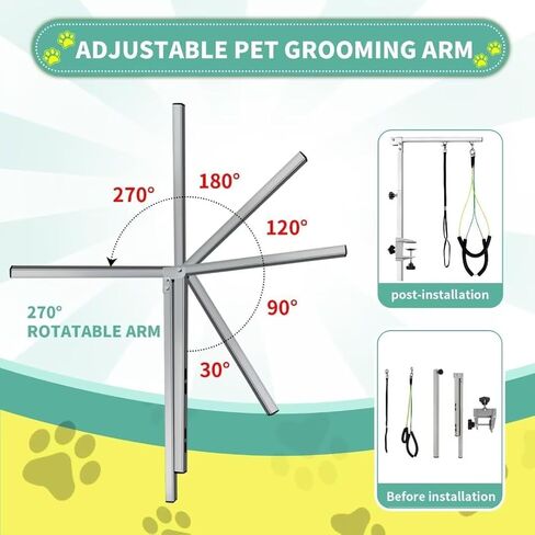 Dog Grooming Table Arm - 37" Dog Grooming Arm Dog Grooming Stand with Loop Noose Foldable Dog Grooming Harness for Small Medium Dogs (Silver) in Kuwait