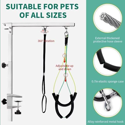 Dog Grooming Table Arm - 37" Dog Grooming Arm Dog Grooming Stand with Loop Noose Foldable Dog Grooming Harness for Small Medium Dogs (Silver) in Kuwait