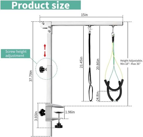 Dog Grooming Table Arm - 37" Dog Grooming Arm Dog Grooming Stand with Loop Noose Foldable Dog Grooming Harness for Small Medium Dogs (Silver) in Kuwait