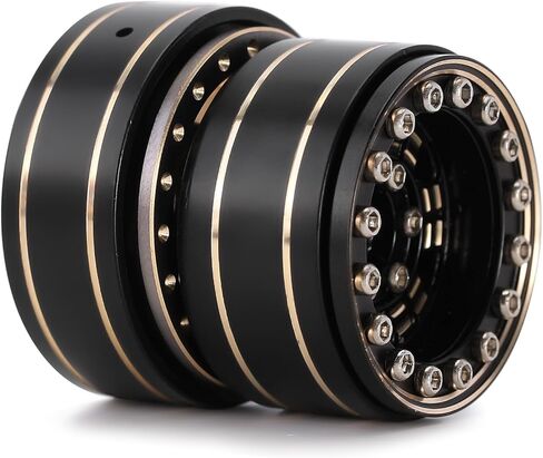 INJORA 1.0 Plus Brass Beadlock Wheel Rims 6-Spoke Wheels for TRX4M SCX24 FCX24 1/24 1/18 RC Crawler,42g/pcs (Black&Gold) in Kuwait