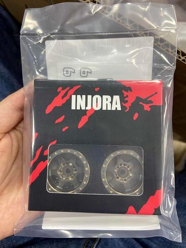 INJORA 1.0 Plus Brass Beadlock Wheel Rims 6-Spoke Wheels for TRX4M SCX24 FCX24 1/24 1/18 RC Crawler,42g/pcs (Black&Gold) in Kuwait
