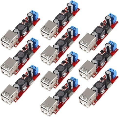 10pcs DC-DC Converter Buck Step-Down LM2596 Double USB Charger Power Supply Module DC-DC 9V/12V/24V/36V to 5V USB 3A. in Saudi Arabia