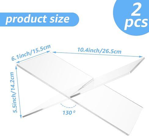2 قطعة حامل كتب أكريليك، حامل عرض كتب مفتوح كبير مقاس 10.4 × 6.1 × 5.5 بوصة، حامل كتب أكريليك شفاف للعرض والقراءة، حامل كتب طاولة القهوة للكتب المدرسية، كتب الطبخ، المجلات، الوصفات in Saudi Arabia