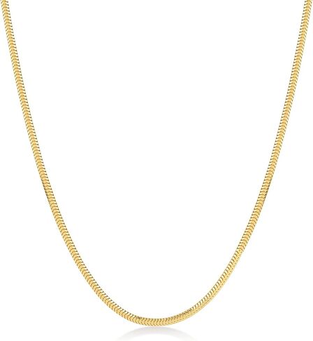 قلادة على شكل ثعبان من الذهب الحقيقي عيار 14 قيراط للنساء | قلادة سلسلة أنيقة من الذهب عيار 14 قيراط | طبقات قلادة القلائد | مجوهرات سلسلة حساسة | هدايا عيد الميلاد، 18 بوصة in Kuwait