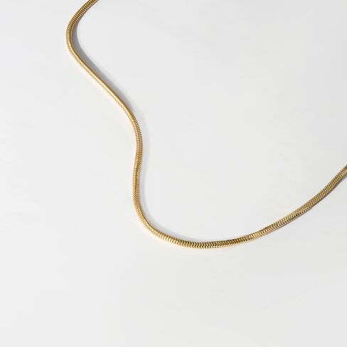 قلادة على شكل ثعبان من الذهب الحقيقي عيار 14 قيراط للنساء | قلادة سلسلة أنيقة من الذهب عيار 14 قيراط | طبقات قلادة القلائد | مجوهرات سلسلة حساسة | هدايا عيد الميلاد، 18 بوصة in Kuwait
