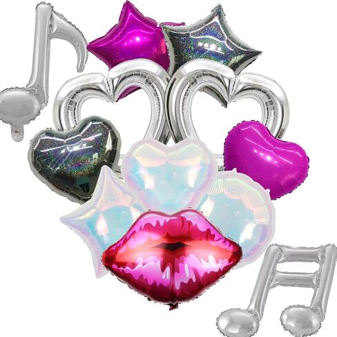 12 Pcs Sing Girl Birthday Party Balloons, Popular Vocalist Party Supplies Music Aluminum Foil Balloon Singer Themed Party, Girls Birthday Era Fans Celebration Party Supplies in Saudi Arabia
