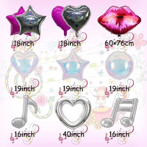 12 Pcs Sing Girl Birthday Party Balloons, Popular Vocalist Party Supplies Music Aluminum Foil Balloon Singer Themed Party, Girls Birthday Era Fans Celebration Party Supplies in Saudi Arabia