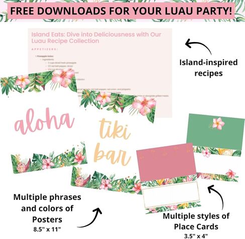 Penny & Pigment Hawaiian Party Decorations - Cursive "Aloha" Balloons, Clear Monstera Leaf Balloons, Summer Beach Pool Party Decorations, Luau Party Decorations - Includes Downloadable Content in Saudi Arabia