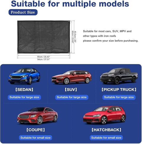 مظلة شمس بفتحة سقف كبيرة للنمل، غطاء سقف سيارة شبكي مغناطيسي قابل للتنفس، غطاء حماية من أشعة الشمس فوق البنفسجية للأطفال الرضع أثناء الرضاعة الطبيعية عند وقوف السيارات في الرحلات، والتخييم طوال الليل in Kuwait