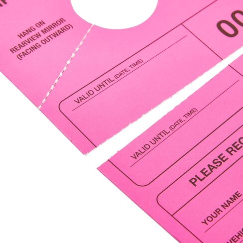 Juvale 100 Pack Temporary Parking Permit Hang Tags for Car Rear View Mirror, Valet Pass, Numbered 1-100 (Pink, 7.75 x 4.25 in) in Saudi Arabia
