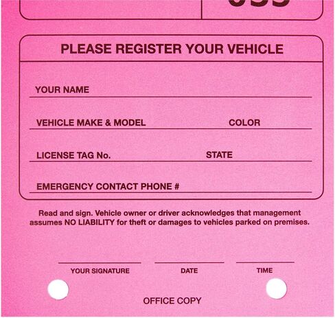 Juvale 100 Pack Temporary Parking Permit Hang Tags for Car Rear View Mirror, Valet Pass, Numbered 1-100 (Pink, 7.75 x 4.25 in) in Saudi Arabia
