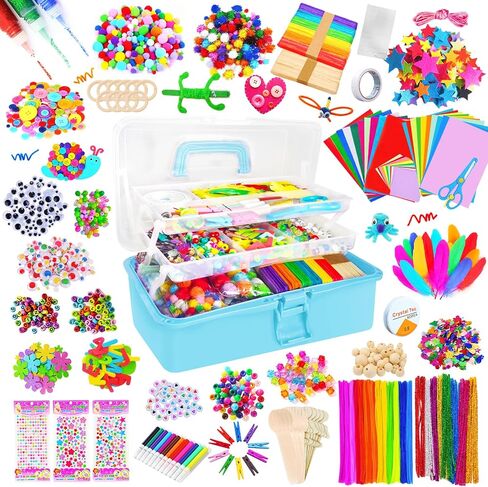 Itopstar 3000 Kids Arts and Crafts Supplies for Kids Girls Crafting Supply in 3 Layered Plastic Art Box All in One Kids Ages 4 5 6 7 8 9 10 11 & 12 Year Old Girls & Boys Crafting Supply Set in Saudi Arabia