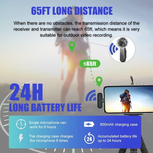 ميكروفون Lavalier لاسلكي لأجهزة iPhone/iPad - 2 ميكروفونات احترافية صغيرة مثبتة على الصدر مع حقيبة شحن in Saudi Arabia