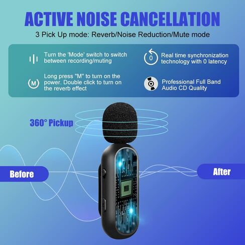 ميكروفون Lavalier لاسلكي لأجهزة iPhone/iPad - 2 ميكروفونات احترافية صغيرة مثبتة على الصدر مع حقيبة شحن in Saudi Arabia