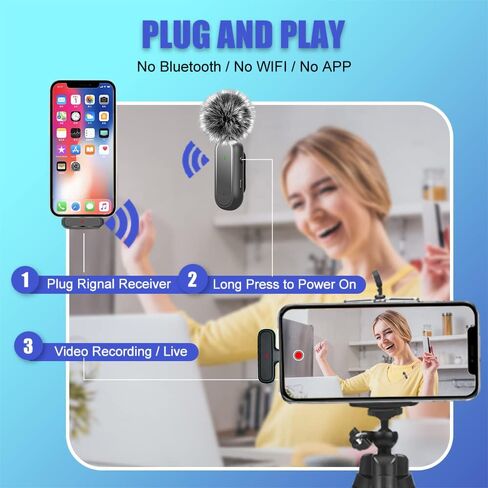 ميكروفون Lavalier لاسلكي لأجهزة iPhone/iPad - 2 ميكروفونات احترافية صغيرة مثبتة على الصدر مع حقيبة شحن in Saudi Arabia