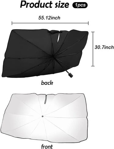 مظلة تظليل للزجاج الأمامي للسيارة، 2024 تصميم مفتوح مطور، كتل قابلة للطي للأشعة فوق البنفسجية بنسبة 99.9% وارتفاع، ملحقات داخلية للسيارات حماية من الشمس تناسب معظم ملحقات السيارات للسيارات in Kuwait