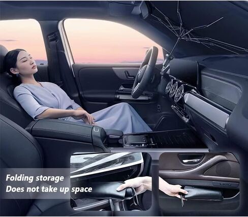 مظلة تظليل للزجاج الأمامي للسيارة، 2024 تصميم مفتوح مطور، كتل قابلة للطي للأشعة فوق البنفسجية بنسبة 99.9% وارتفاع، ملحقات داخلية للسيارات حماية من الشمس تناسب معظم ملحقات السيارات للسيارات in Kuwait