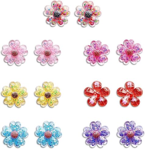 Bling Flower Shoe Charms，Colorful Sparkle Shoe Accessories Decoration for Clog Sandals，Resin material Pins for Bracelet Wristband，Women Men Boys Girls Party Favor Gifts in Saudi Arabia