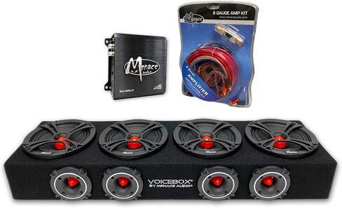 MENACE AUDIO VOICEBOX 4-6.5" Midrange Enclosure & 2000w 2-Channel Amplifier Package - RED in Saudi Arabia