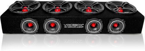 MENACE AUDIO VOICEBOX 4-6.5" Midrange Enclosure & 2000w 2-Channel Amplifier Package - RED in Saudi Arabia