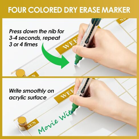 MaxGear Clear Weekly Dry Erase Calendar for Wall, 12'' x 16 ''Non-Magnetic Acrylic Dry Erase Board, Meal Plan & Grocery List White Board for Wall, Include 4 Markers, 1 Eraser and 1 Acrylic Pen Shelf in Saudi Arabia