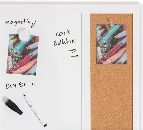 U Brands Combination Dry Erase Board with Minimal Deco Frame, Office Supplies, Includes Marker and Magnet, 17" x 23" in Saudi Arabia