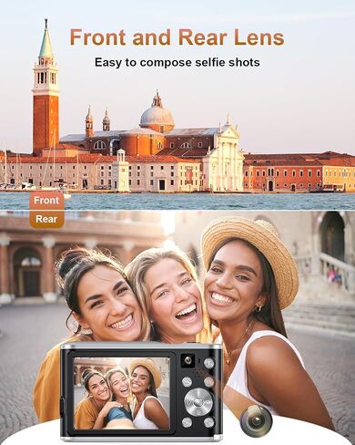 4K Digital Camera, Camkory AutoFocus Point and Shoot Digital Camera with 32GB Card, 16X Zoom, Flash Compact 48MP Cameras for Photogrpahy Small Travel Camera for Teens Adults Beginners, Black in Saudi Arabia