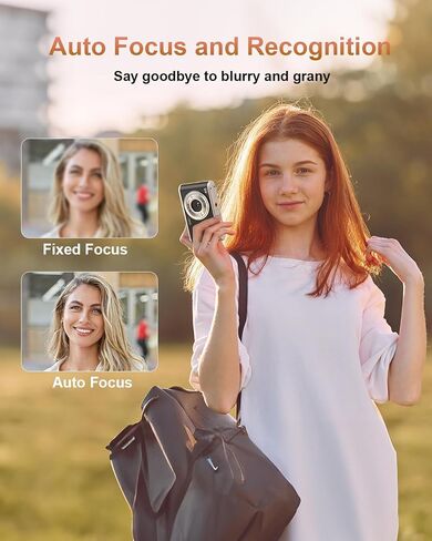 4K Digital Camera, Camkory AutoFocus Point and Shoot Digital Camera with 32GB Card, 16X Zoom, Flash Compact 48MP Cameras for Photogrpahy Small Travel Camera for Teens Adults Beginners, Black in Saudi Arabia