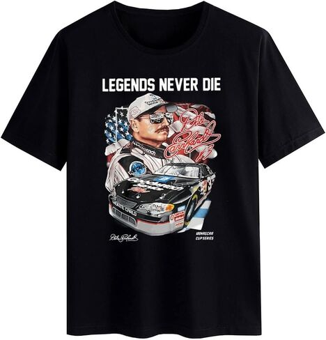 تي شيرت للشباب Dale Number 3 Earnhardt تي شيرت برقبة دائرية وأكمام قصيرة تي شيرت، تي شيرت قطني للرجال M أسود in Saudi Arabia