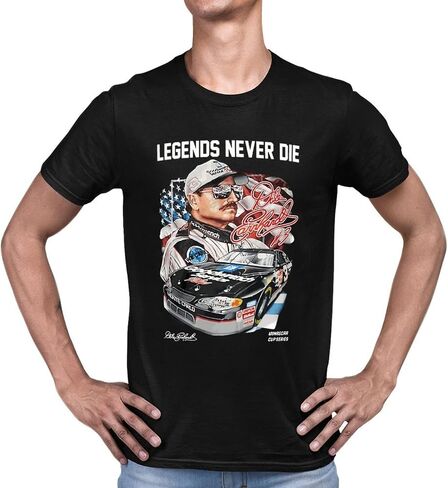 تي شيرت للشباب Dale Number 3 Earnhardt تي شيرت برقبة دائرية وأكمام قصيرة تي شيرت، تي شيرت قطني للرجال M أسود in Saudi Arabia