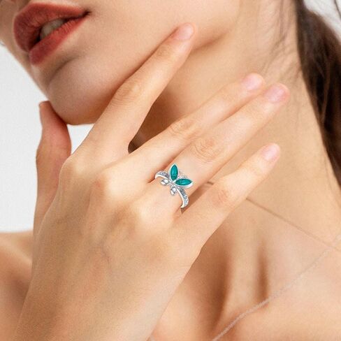 Turquoise Butterfly Ring 925 Sterling Silver Genuine Turquoise Vintage Boho Ring Western Jewelry Gift for Women Wife Mom Her in Saudi Arabia