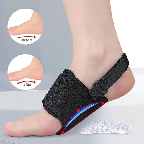Arch Support Inserts for Plantar Fasciitis Relief, Adjustable Arch Support Bands with Buil-in Orthotics cushion, Foot Arch Support for Pain Relief with Gel Pads for Flat Feet High & Fallen Arch Black in Saudi Arabia