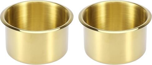 X AUTOHAUX 2pcs Stainless Steel Universal Cup Drink Holder Insert Replacement Gold Tone for Marine Boats RVs in Saudi Arabia