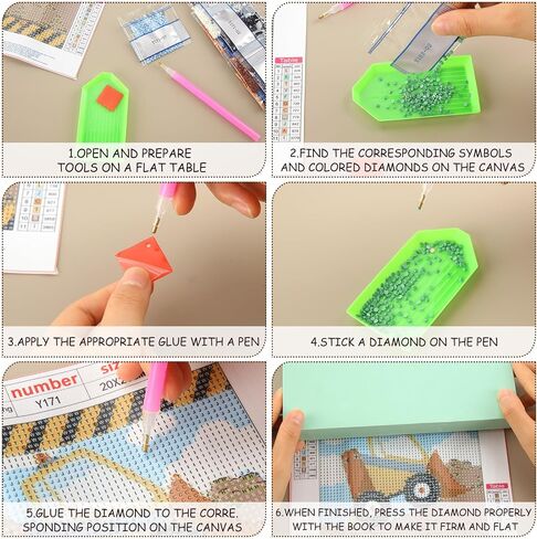 Gueevin 6 قطع DIY مجموعات الطلاء الماسي للطفل 7.8 بوصة الماس اللوحة صور 5D DIY الحرف الجدار الديكور ديكور الحضانة للمبتدئين الأطفال الفتيات الفتيان الهدايا (المركبات الهندسية) in Saudi Arabia