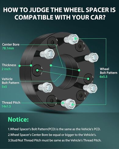 SCITOO 4Pcs 5x5 to 6x5.5 Wheel Adapters 2 inch Bore 78.1mm Studs 14x1.5 5 Lug Wheel Spacers No Hubcentric Fit for Jeep Wrangler 2007-2023,for Jeep Grand for Cherokee 1999-2023 in Saudi Arabia