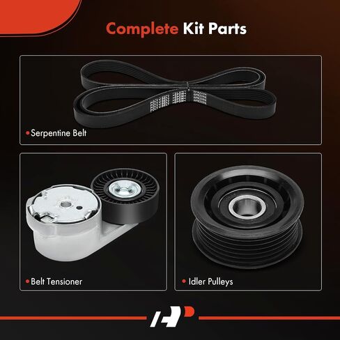 مجموعة محرك سير السربنتين A-Premium مع شداد وبكرة تباطؤ متوافقة مع Ram ProMaster 1500، ProMaster 2500، ProMaster 3500، 2014 2015 2016 2017 2018، 3.6 لتر، مجموعة 3 قطع in Saudi Arabia