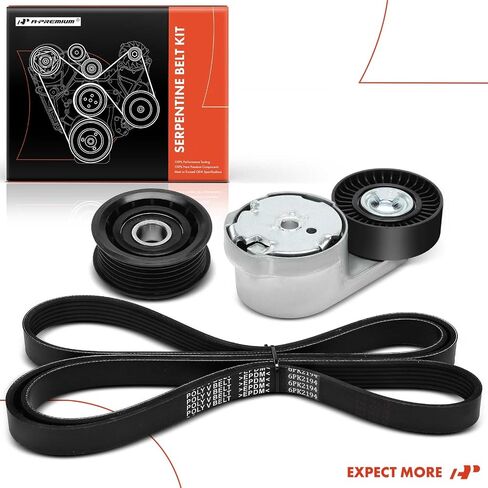 مجموعة محرك سير السربنتين A-Premium مع شداد وبكرة تباطؤ متوافقة مع Ram ProMaster 1500، ProMaster 2500، ProMaster 3500، 2014 2015 2016 2017 2018، 3.6 لتر، مجموعة 3 قطع in Saudi Arabia