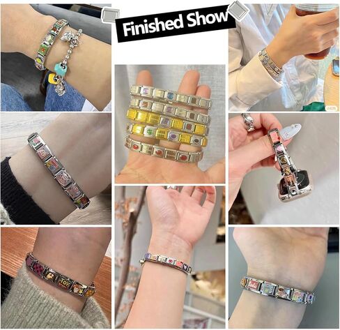 papasgix مجموعة سوار سحر إيطالي ذهبي مع سوار بداية، سحر متنوع وأدوات فتح، 9 مم وحدات أساور إيطالية ساحرة مصنوعة يدويًا هدايا مجوهرات DIY حب السلام in Kuwait